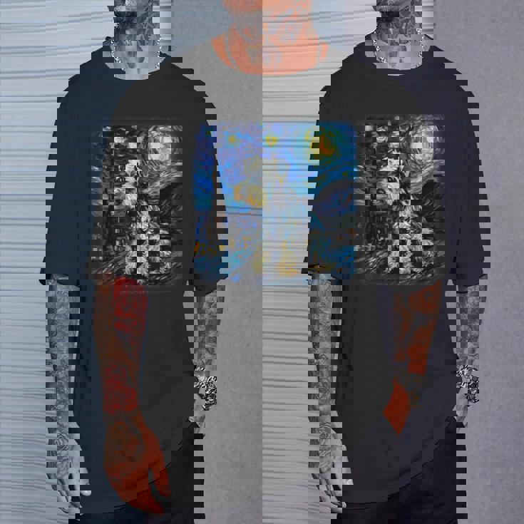 バン・ゴッホ 星月夜ミニチュア・シュナウザー Tシャツ 彼への贈り物