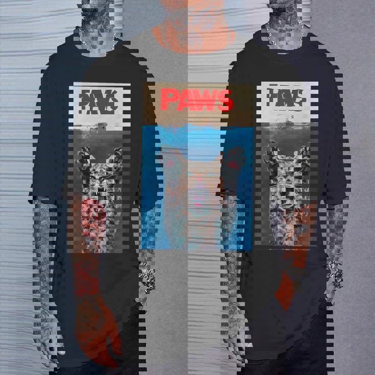 パウス おもしろ猫 パロディ 猫 恋人 ギフト 子猫 サメ ネズミ 鳴き声 Tシャツ 彼への贈り物