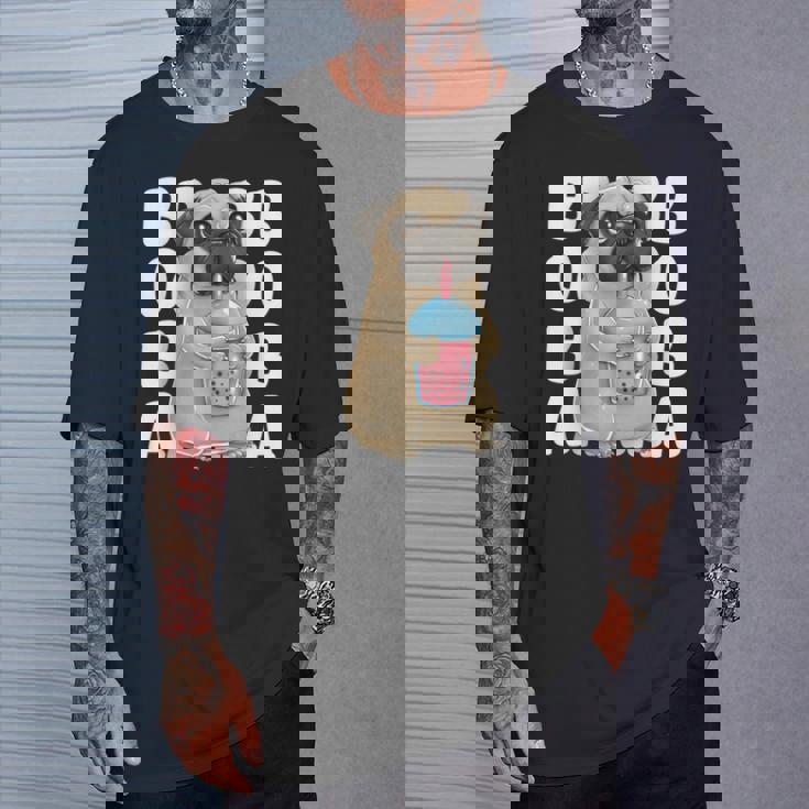 パグ 犬 カワイイ ボバ バブル ミルク ティー タピオカパール かわいい Tシャツ 彼への贈り物