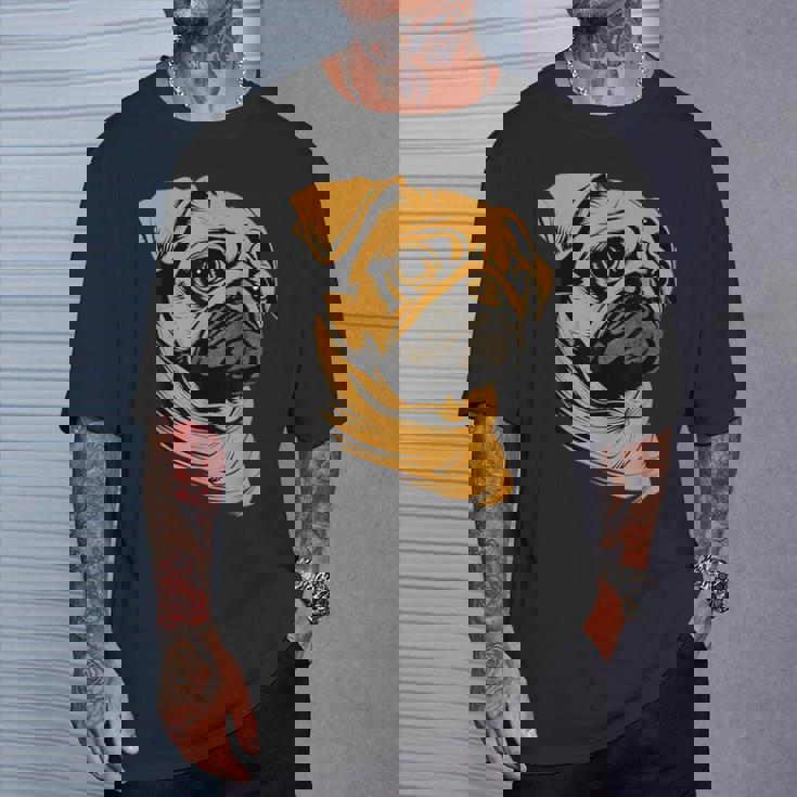 パグ 犬 デザイン ベージュ 犬 ラブ カーリン かわいい パグ Tシャツ 彼への贈り物