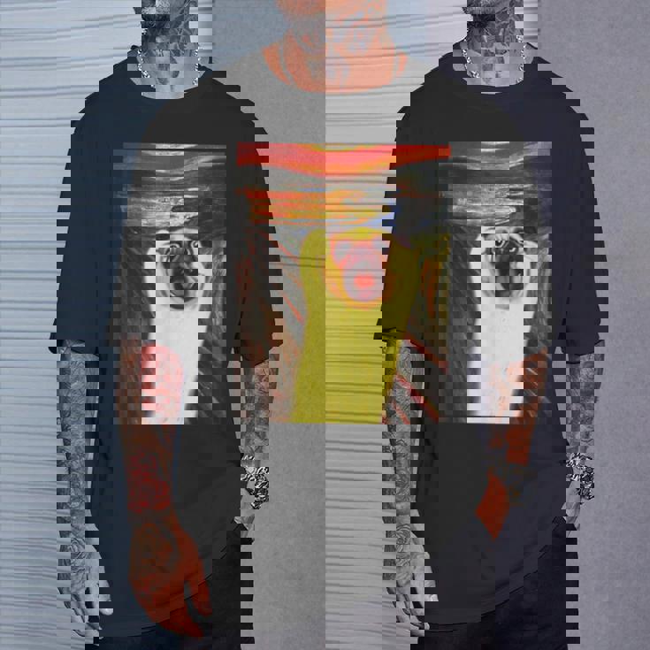 パグ 面白いtシャツ 犬 ムンクの叫び かわいい メンズ 子供 おもしろ 服 グッズ ネタ わんこ イヌ Tシャツ 彼への贈り物