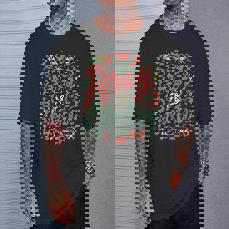 パレスチナのために祈り、戦争を止め、反戦、平和 Tシャツ 彼への贈り物