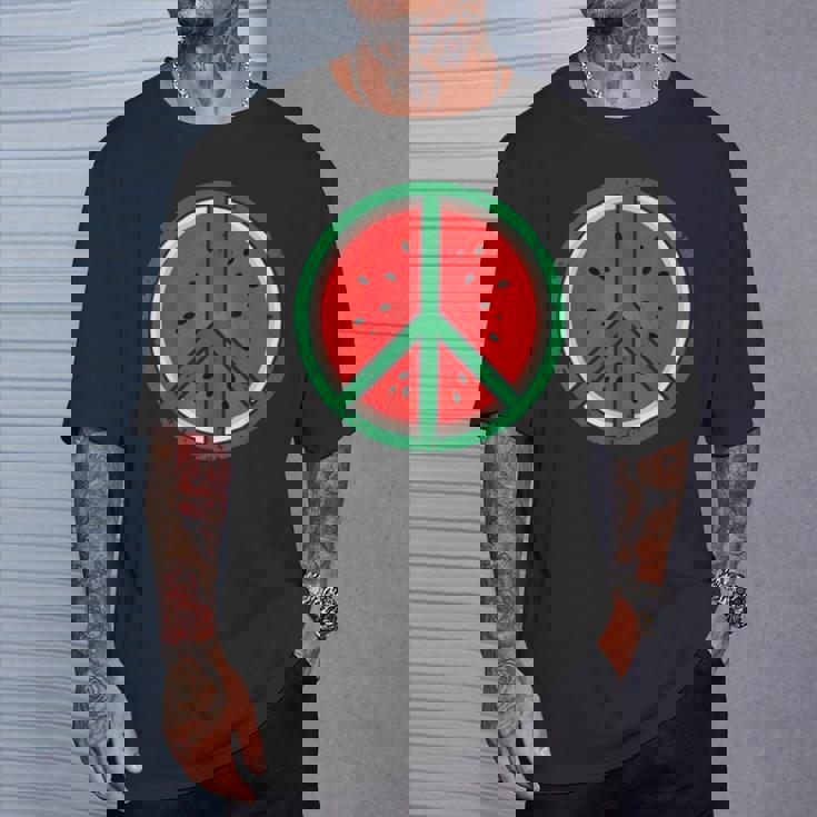 パレスチナシャツ スイカ ピースサイン パレスチナ国旗 Tシャツ 彼への贈り物