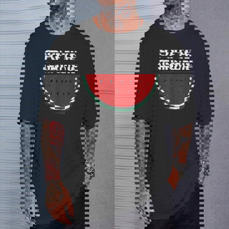 パレスチナスイカ ジェノサイドを止める Tシャツ 彼への贈り物
