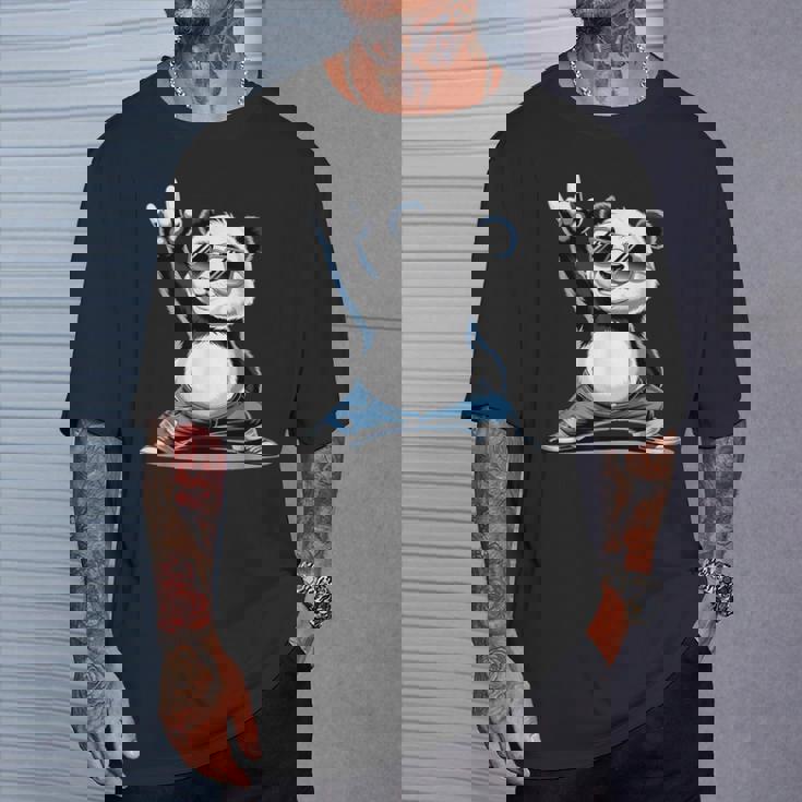 パンダ 熊 ロック 音楽 男性 子供 女性 面白い パンダ Tシャツ 彼への贈り物