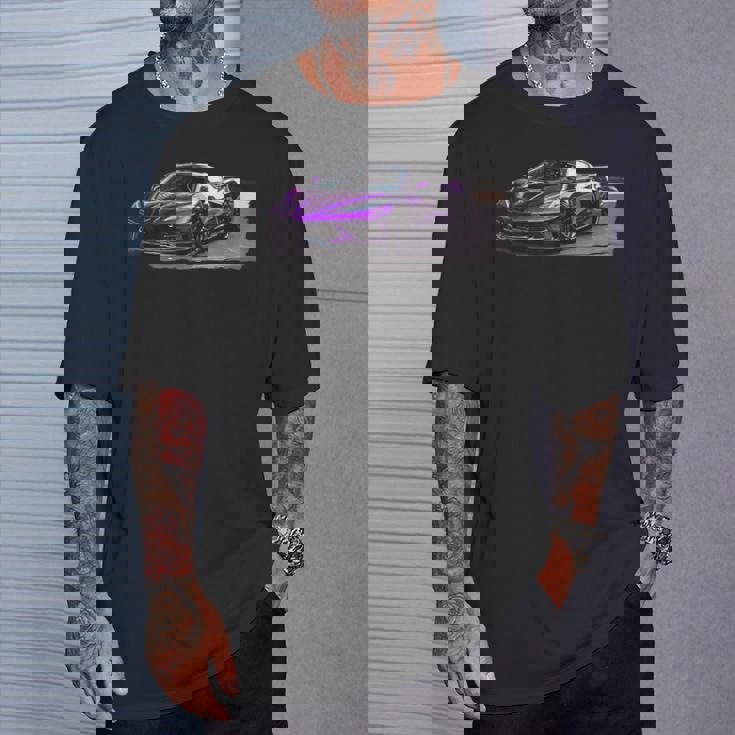 パープル C8 ドライブウェイ スー レースカー マッスルカー スポーツカー C8 Tシャツ 彼への贈り物