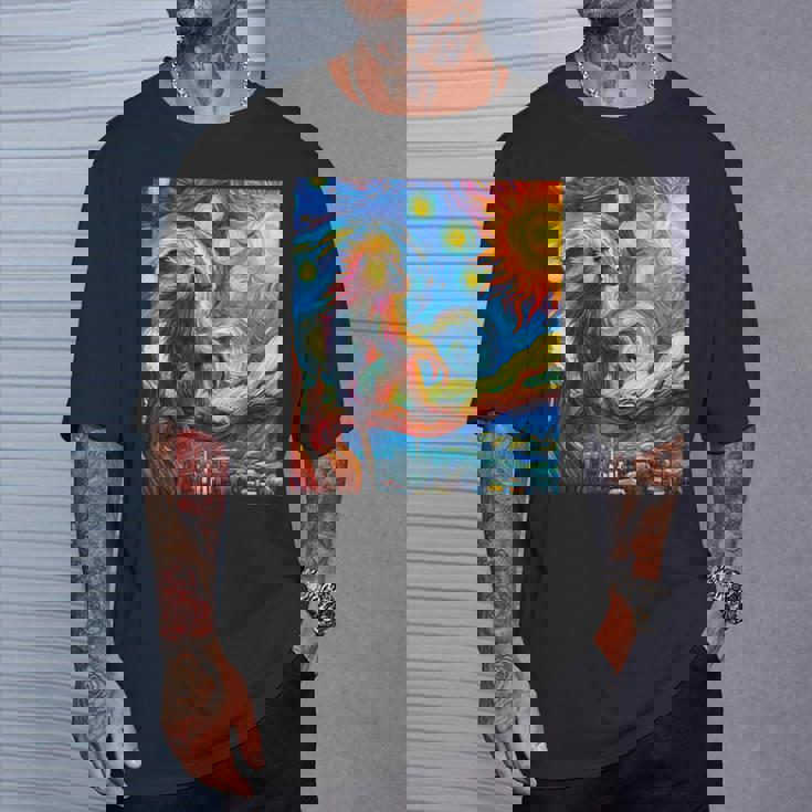 ヒヒ猿 星月夜 絵画 Tシャツ 彼への贈り物