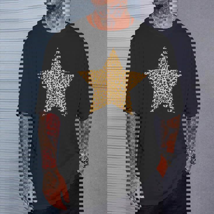 ヒョウ柄 アニマルプリント 星 Tシャツ 彼への贈り物