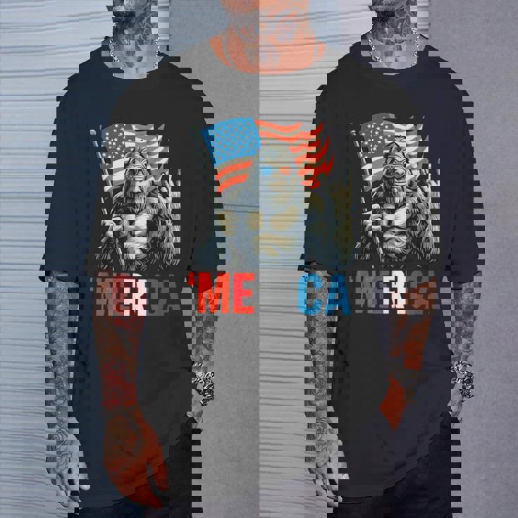 ビッグフット メリカ ロック アメリカ国旗 愛国的 7月4日 Tシャツ 彼への贈り物