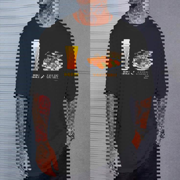 ビールとやきとりとねこ ビール 焼き鳥 猫 Tシャツ 彼への贈り物