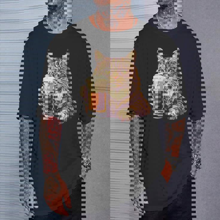 ビールジョッキ かわいい猫 Tシャツ 彼への贈り物