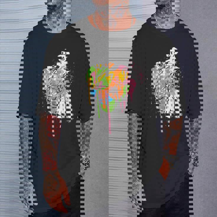 ピンクパンサー グラフィティ ブラック ラインアート Tシャツ 彼への贈り物