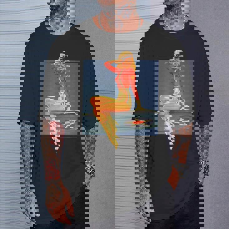 ピンナップガールww2軍空軍ポスターヴィンテージ Tシャツ 彼への贈り物