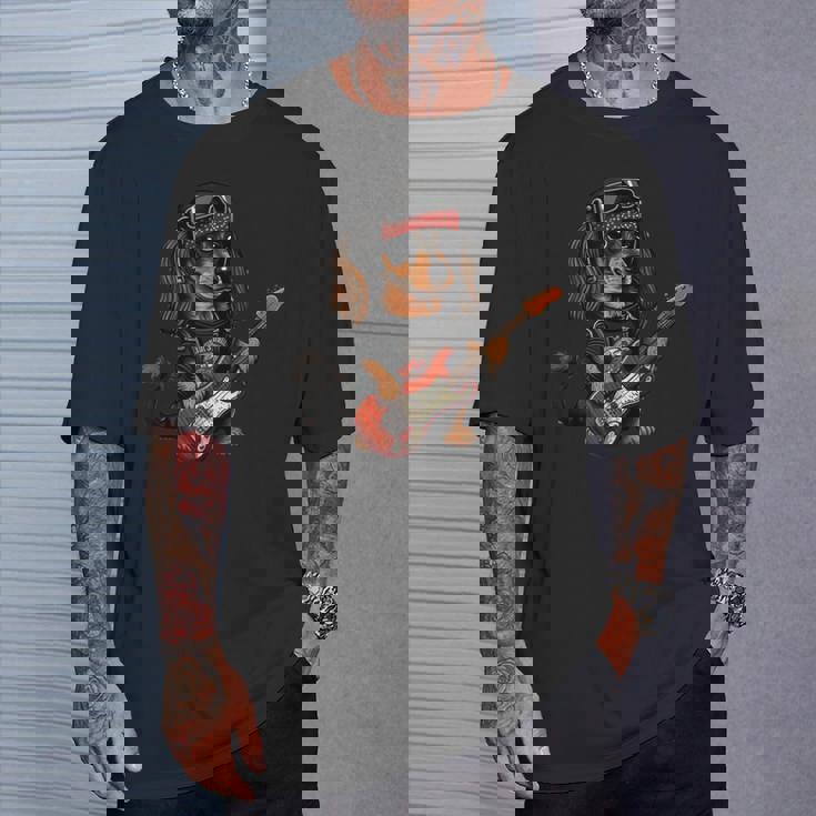 ファニー ダックスフンド キュート ロックンロール ロッカー パンク Tシャツ 彼への贈り物