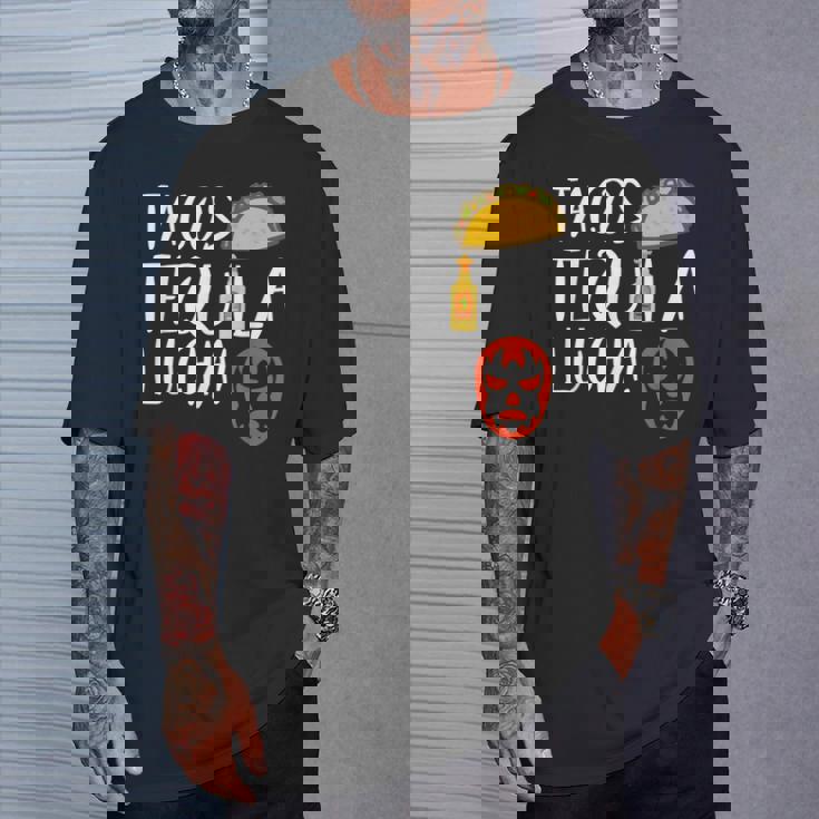 ファニー ルチャリブレ タコス テキーラ ルチャドールとファンへのギフト Tシャツ 彼への贈り物