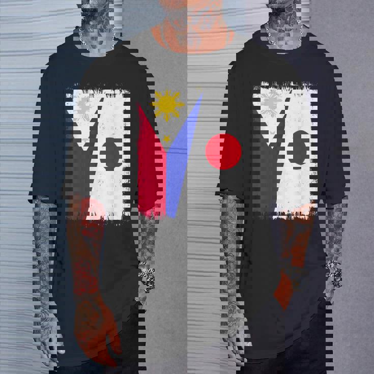 フィリピン 日本 ハーフフラッグ ウェア フィリピン ジャパニーズルーツ Tシャツ 彼への贈り物