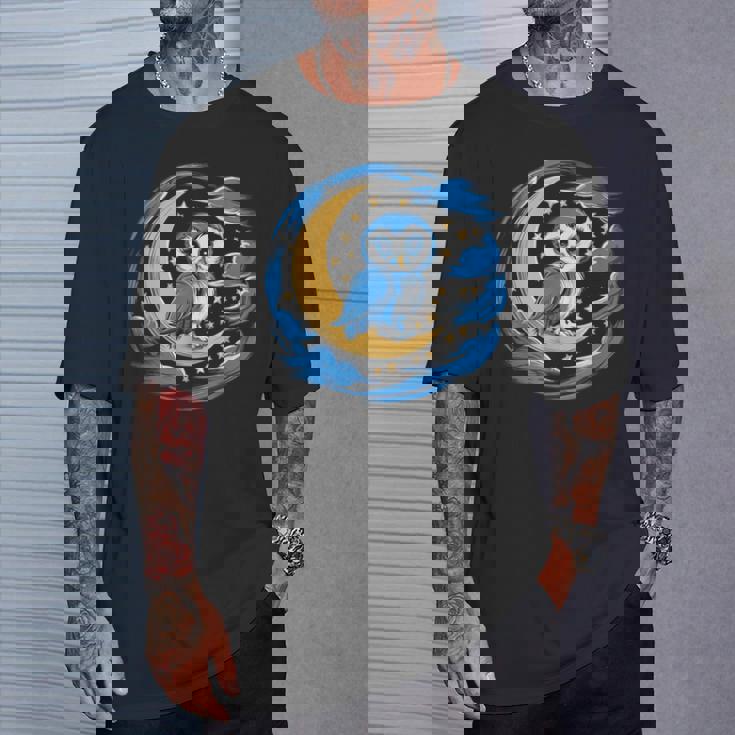 フクロウ 月 夜 星 Tシャツ 彼への贈り物