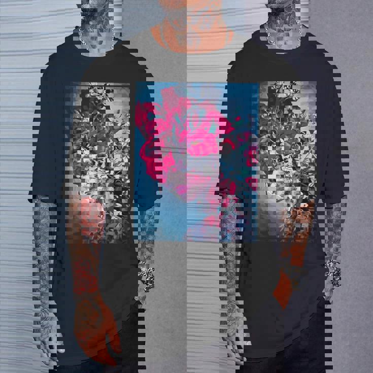 フラワー スカル フローラル シュガー ダーク アート グランジ エステティック ホラー Tシャツ 彼への贈り物