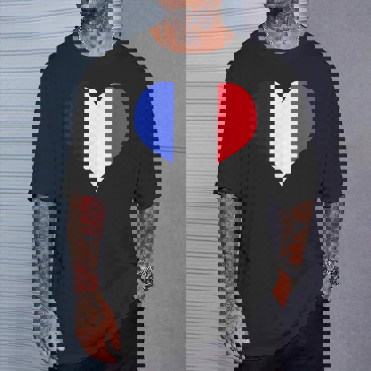 フランス国旗ラブハートフランス国旗 Tシャツ 彼への贈り物