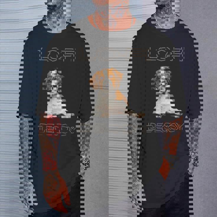 フルカラー インテリデコピン 眼鏡犬 Lo-Fi ヒップホップ 音楽愛好家 犬好き Tシャツ 彼への贈り物