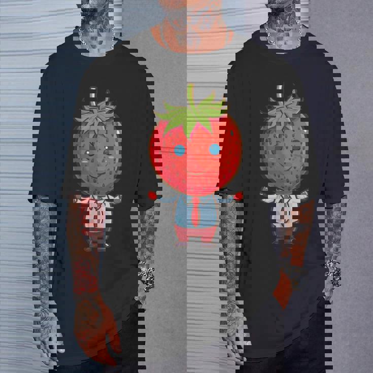 フルーツやネクタイ好きのための従業員ストロベリーアウトフィット Tシャツ 彼への贈り物