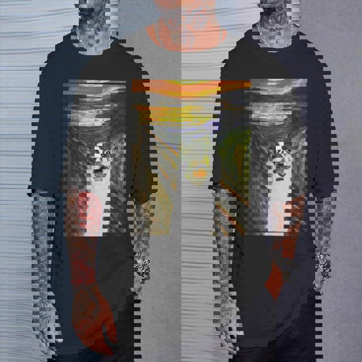 フレンチブルドッグ 面白いtシャツ 犬 ムンクの叫び かわいい メンズ 子供 おもしろ 服 ネタ わんこ Tシャツ 彼への贈り物