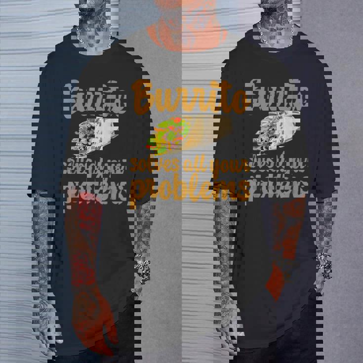 ブリトーはあなたの問題をすべて解決します Burritoolves All Your Problems Tシャツ 彼への贈り物