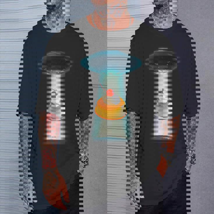 プリン Ufo 面白いtシャツ 食べ物 ダイエット 減量 メンズ おもしろ 面白い 服 オリジナル グッズ ネタ Tシャツ 彼への贈り物