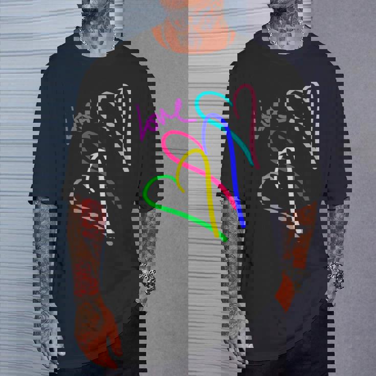 プレッピー パステル キドコア ハート レインボー ラブ バレンタイン Tシャツ 彼への贈り物