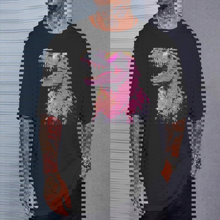 ヘアリー T-Rex パステルゴス ティラノサウルス 恐竜 サングラス Tシャツ 彼への贈り物