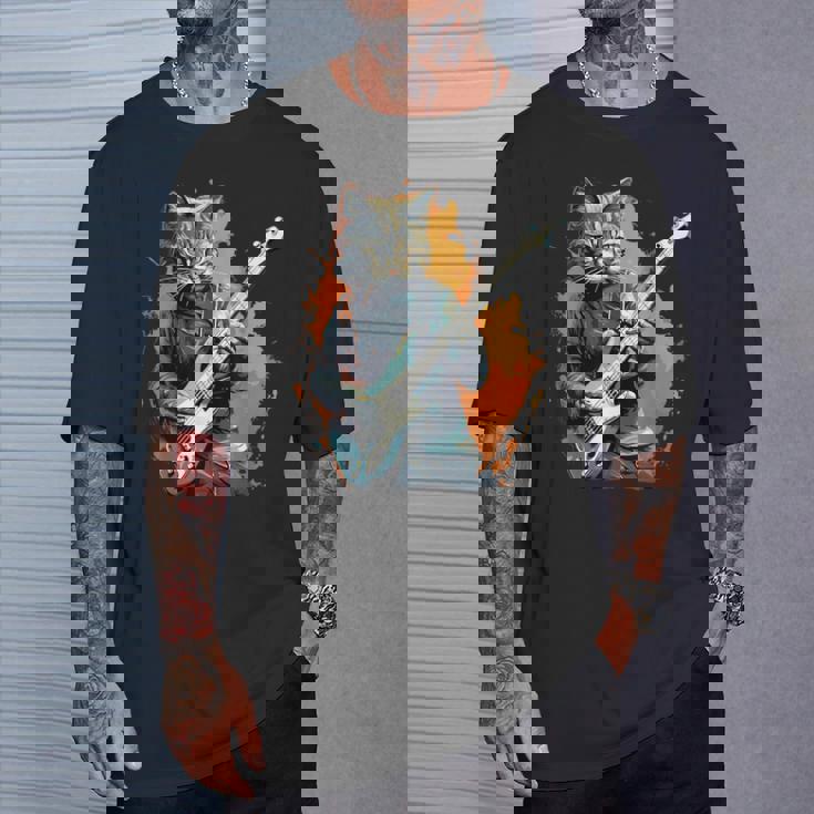 ベースギター 音楽 猫 ギターを弾く Tシャツ 彼への贈り物