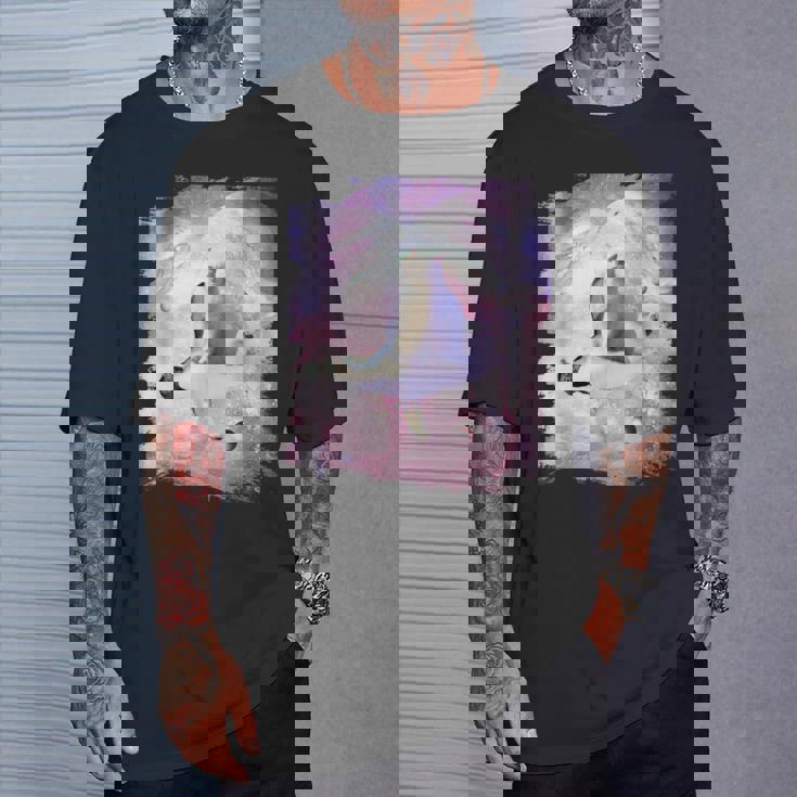 ペンギンに乗る宇宙猫 Tシャツ 彼への贈り物