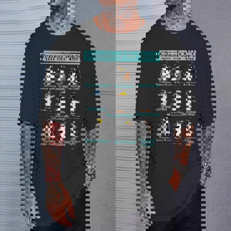 ペンギンの種類 ペンギン好き 野生動物 北極 シーバードファン Tシャツ 彼への贈り物