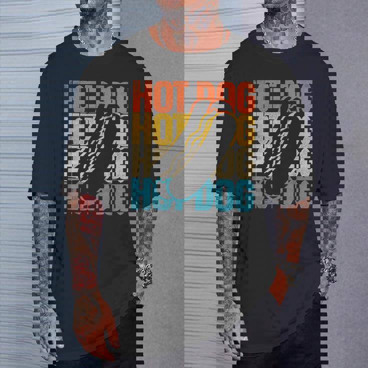 ホットドッグ 大人用 レトロ ヴィンテージ ホットドッグ Tシャツ 彼への贈り物