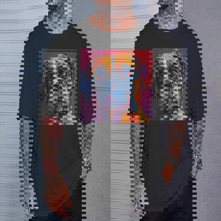 ボクサー 犬 カラフル イラスト グラフィック Tシャツ 彼への贈り物