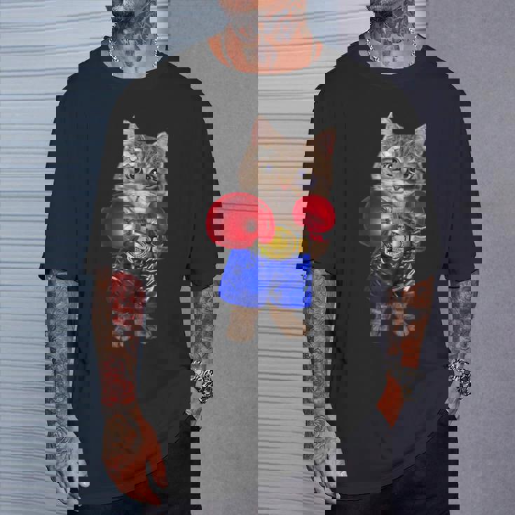 ボクシング をする 猫 ねこ Tシャツ 彼への贈り物