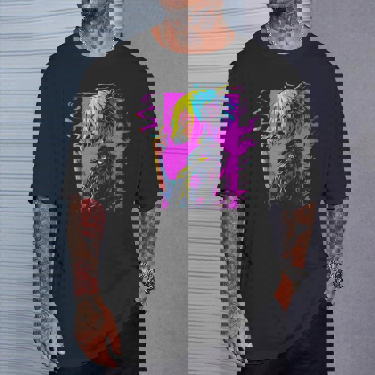 ボヘミアン・ガール、スモーキング・ガールのサイバーパンク・イラストレーション Tシャツ 彼への贈り物