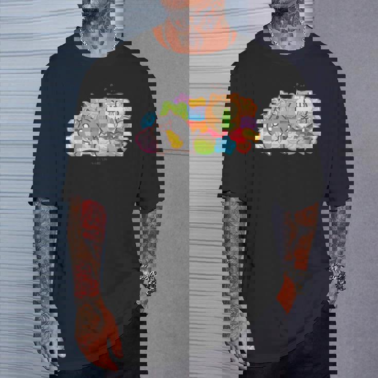 ボンレス犬とボンレス猫 カラフルスナック Tシャツ 彼への贈り物