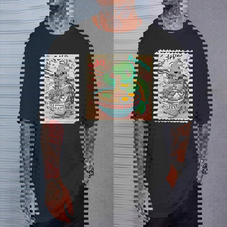 ポップ 和 アート 切手 かわいい 赤ちゃん 亀 ラーメン Tシャツ 彼への贈り物