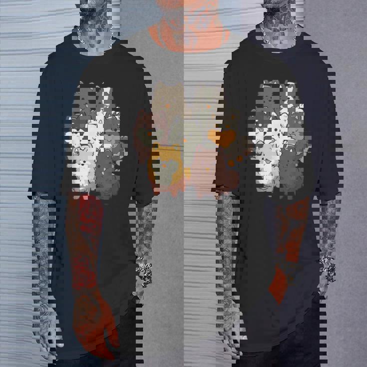 ポメラニアン ドッグ グループ かわいい ペット ブラック ホワイト チョコレート ポンポン Tシャツ 彼への贈り物