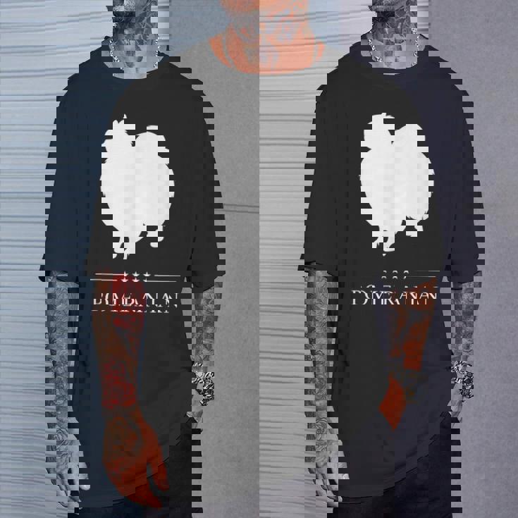 ポメラニアン 犬 ホワイト シルエット Tシャツ 彼への贈り物