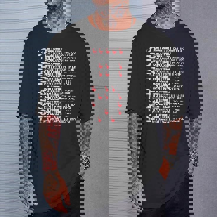 ポーカーハンド チートシートカード カジノゲーム 面白いプレイヤーギフト Tシャツ 彼への贈り物