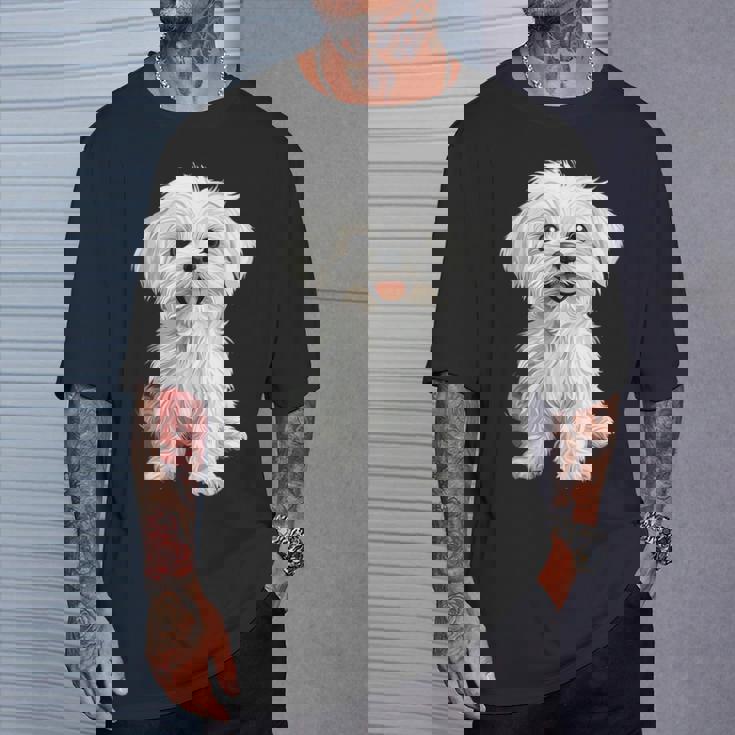 マルチーズ 犬 グラフィック ペット イラスト マルチーズ Tシャツ 彼への贈り物