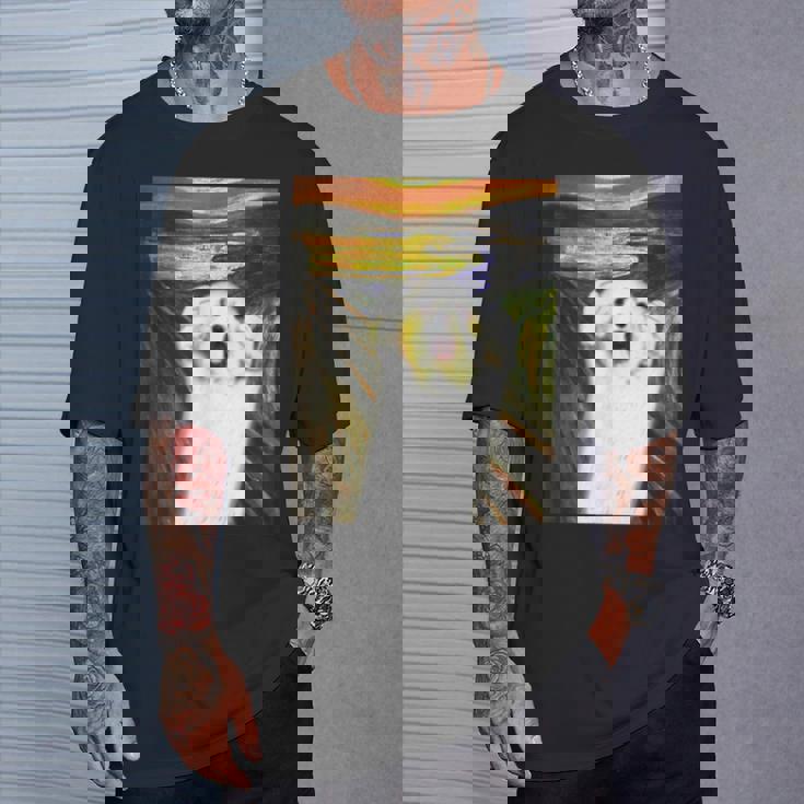 マルチーズ 面白いtシャツ 犬 ムンクの叫び かわいい メンズ 子供 おもしろ 服 グッズ ネタ わんこ Tシャツ 彼への贈り物