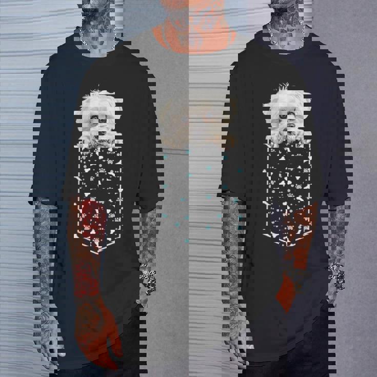 マルチーズ犬ポケット子犬の顔ペット愛好家 Tシャツ 彼への贈り物