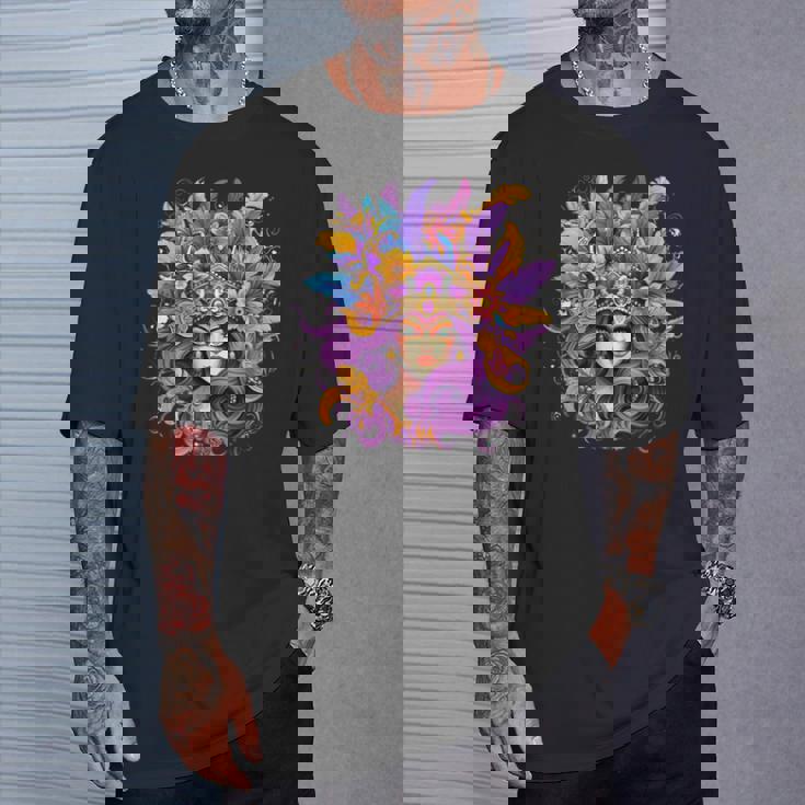 マルディグラ フェザー パープル マスク グリーン ニューオーリンズ Tシャツ 彼への贈り物