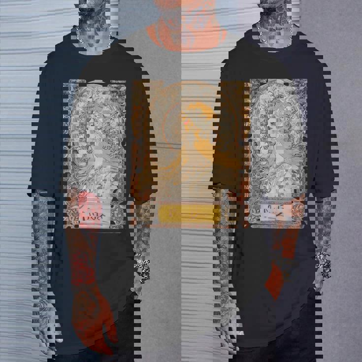 ミュシャラプリュムゾディアックレディアールヌーボー Tシャツ 彼への贈り物