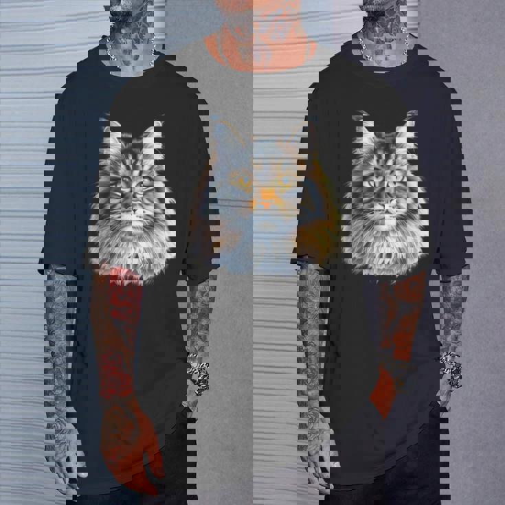 メインクーン 猫の肖像画 Tシャツ 彼への贈り物