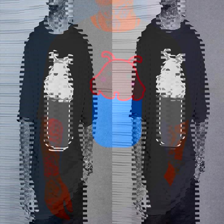 メンダコ（いん ざ ポケット）ワンポイント 胸【どうぶつフレンズ】ゆるくて かわいい 動物 グッズ イラスト 面白い Tシャツ 彼への贈り物