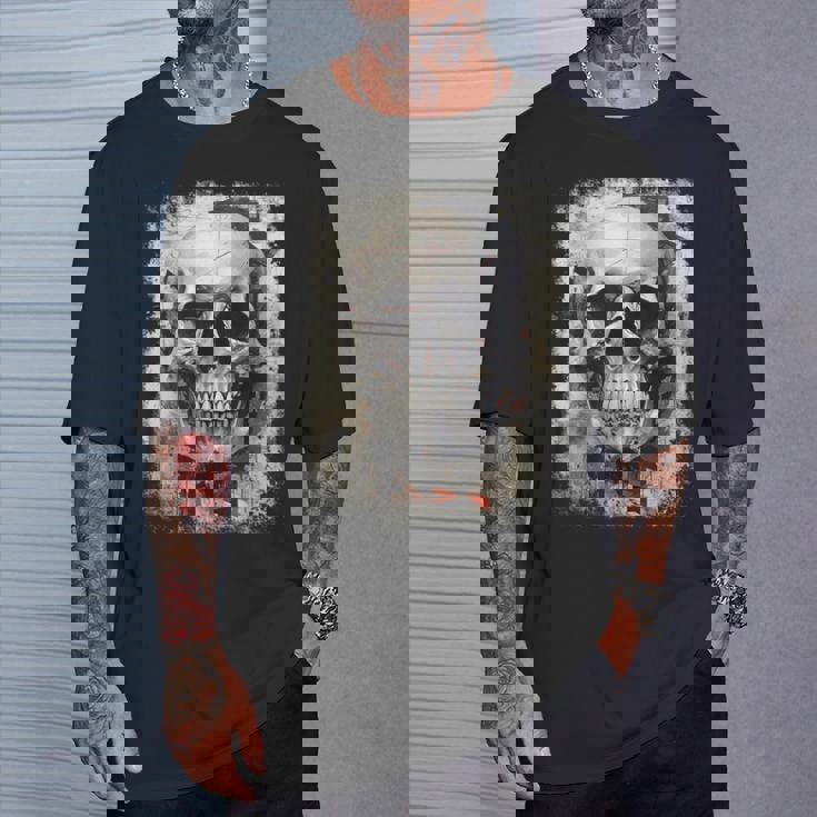 モダンなヒップホップ、レトロ、ヴィンテージ、エッジの効いた Y2k Hip Hop アーバン ストリートウェア、スカル Tシャツ 彼への贈り物